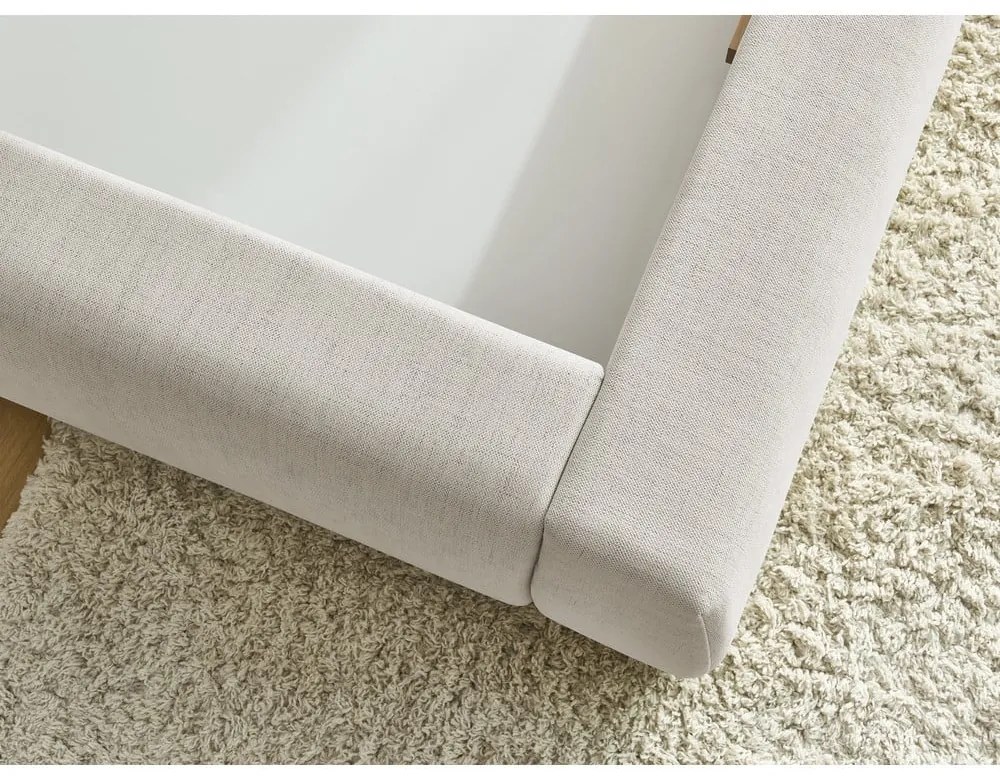 Letto matrimoniale imbottito beige con contenitore con griglia 160x200 cm Jagna - Bobochic Paris