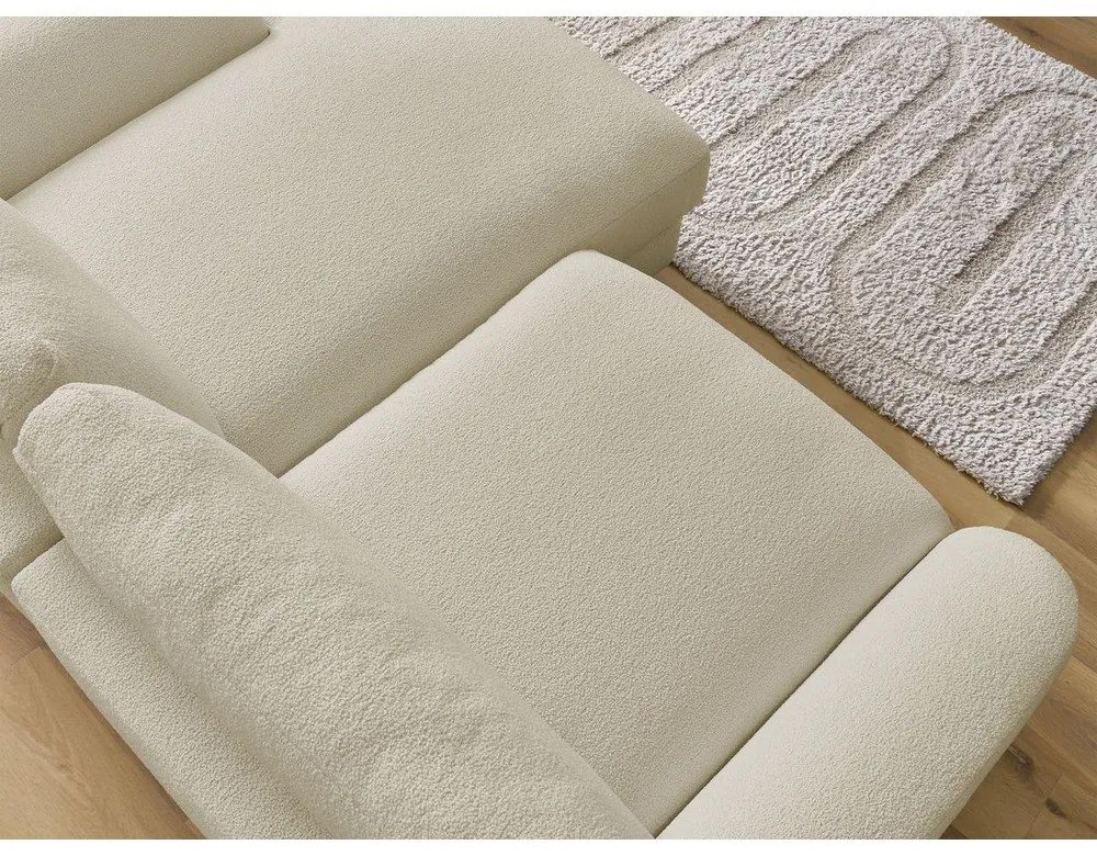 Divano angolare beige (con penisola a destra/con chaise lounge) con rivestimento in bouclé Leonore – Bobochic Paris