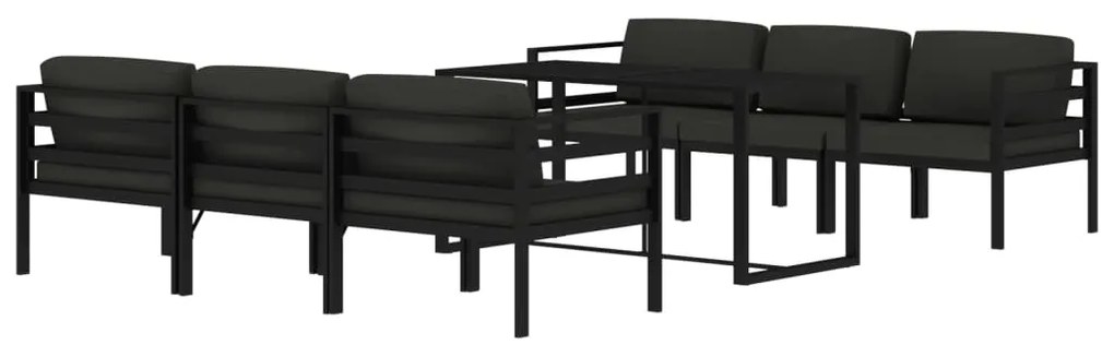 Set divani da giardino 7 pz con cuscini in alluminio antracite