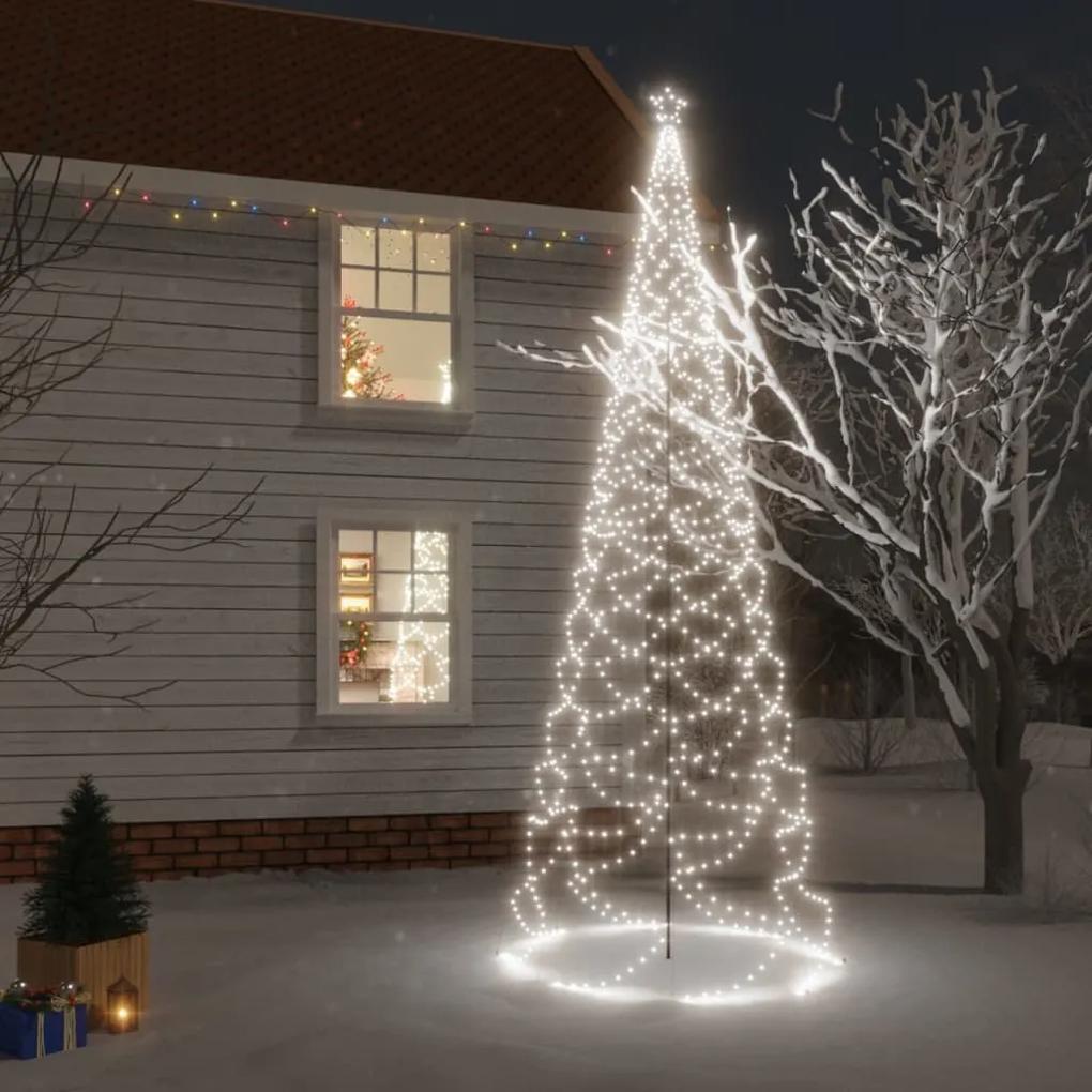 Albero di Natale con Palo in Metallo 500 LED Bianco Freddo 5 m