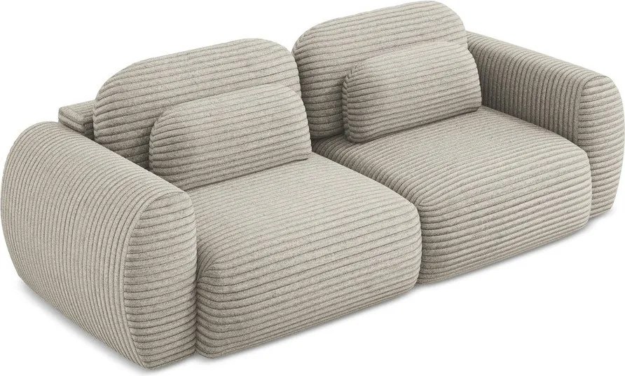 Divano marrone chiaro allungabile/con contenitore con rivestimento in velluto a coste 266 cm Kini – Makamii