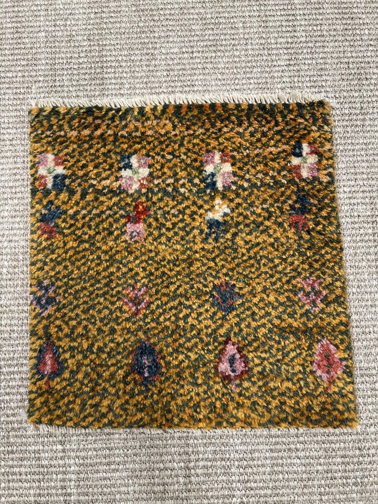 Gabbeh Tappeto 40 x 40 Giallo (Iran) Annodato A Mano