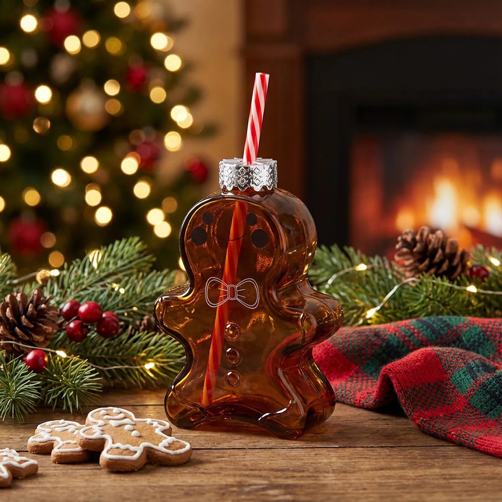 Bicchiere Pan di Zenzero con cannuccia