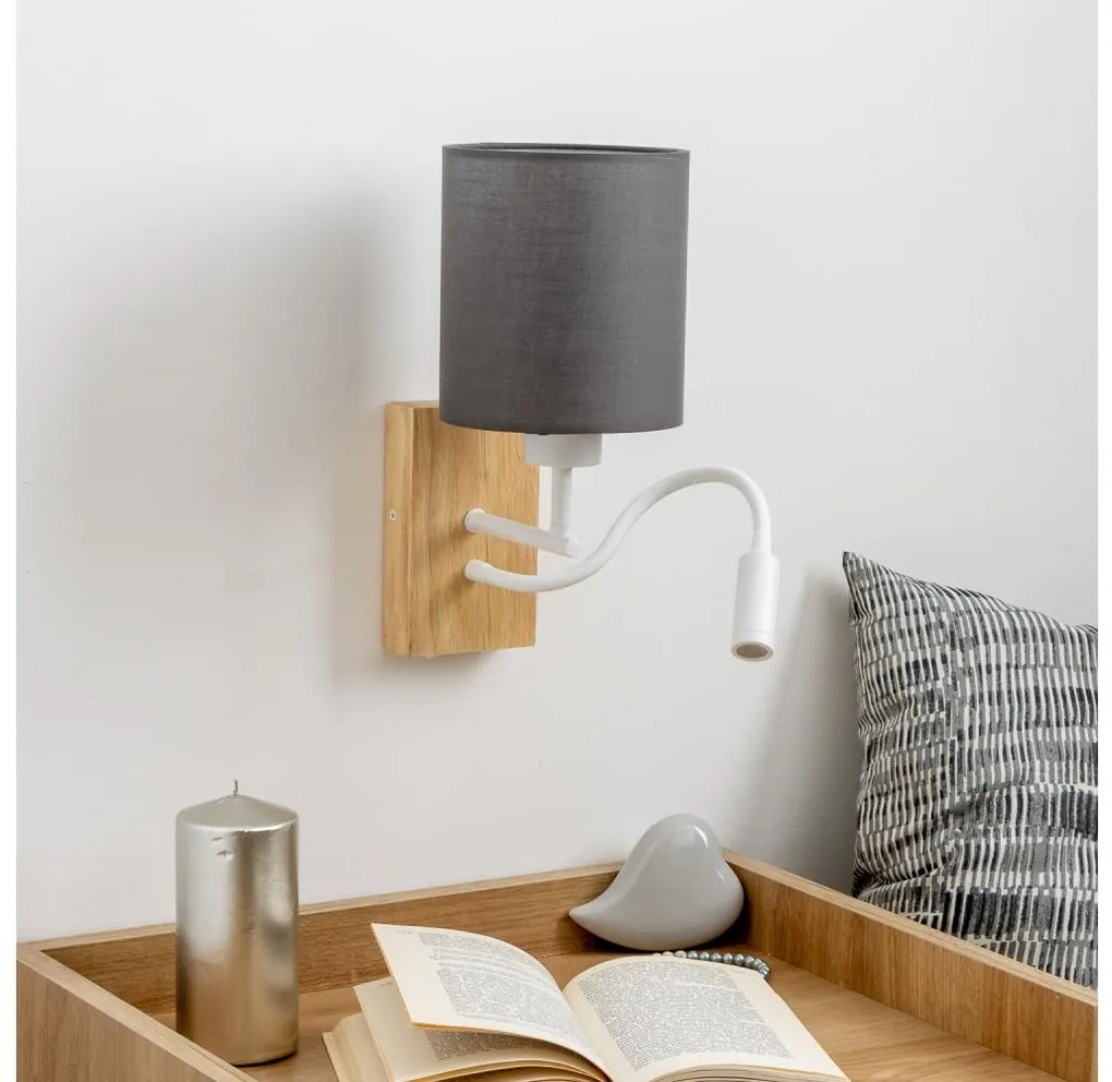 Brilagi - Applique a LED NUBILA WOOD 1xE27/25W/230V + LED/3W quercia/antracite