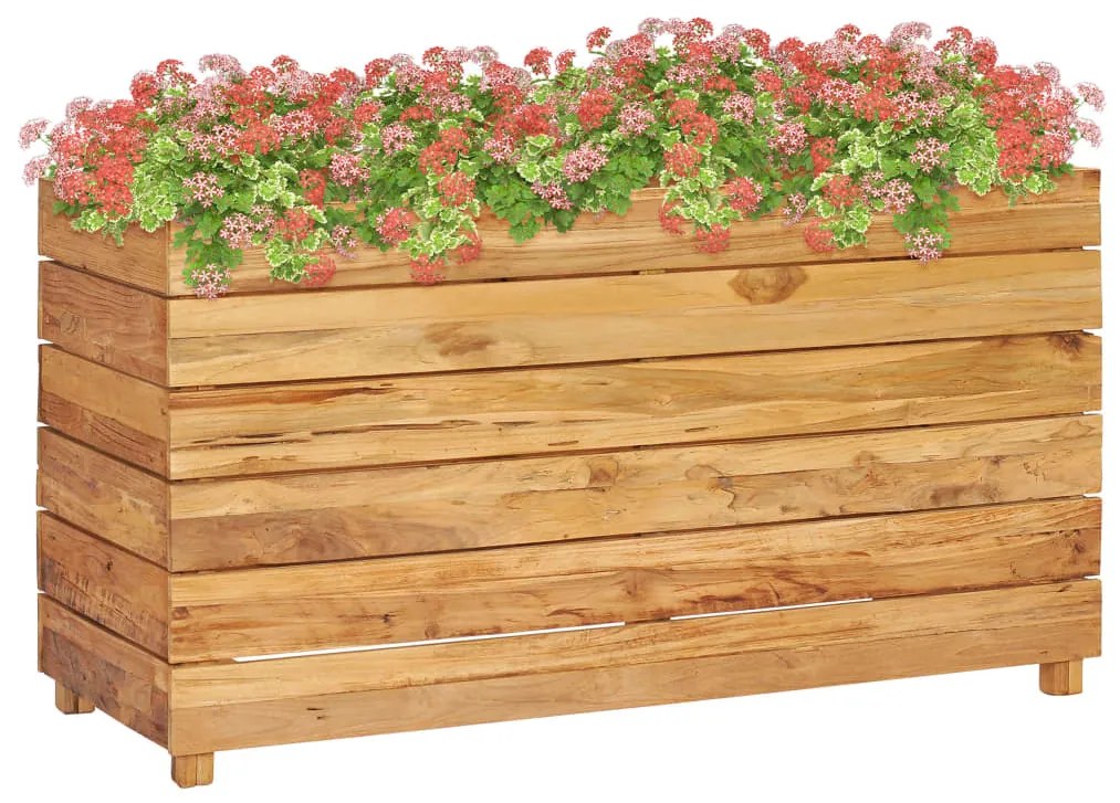Letto Rialzato 100x40x55 Cm Legno Di Teak Di Recupero E Acciaio /