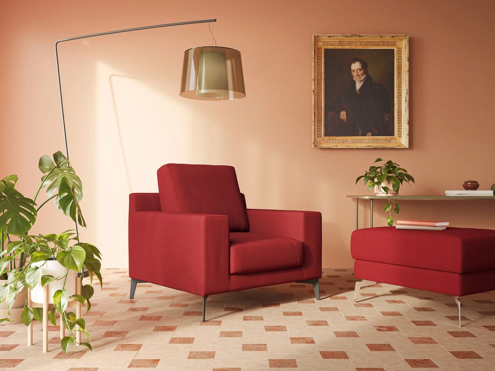 Prestige poltroncina moderna in microfibra smacchiabile T11 rosso