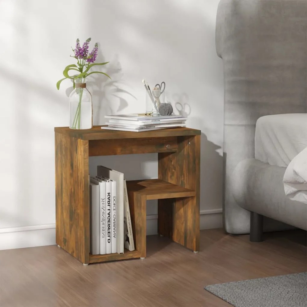 Comodino Rovere Fumo 40x30x40 Cm İn Legno Multistrato /