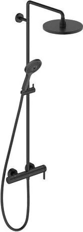 Colonna Doccia 120 cm con soffione 23 cm tondo doccetta saliscendi e miscelatore Monocomando Nero opaco C1 Duravit