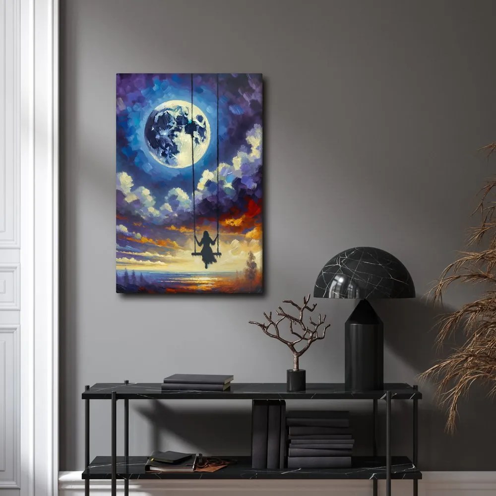 Quadro su tela – Ragazza nella luce della luna