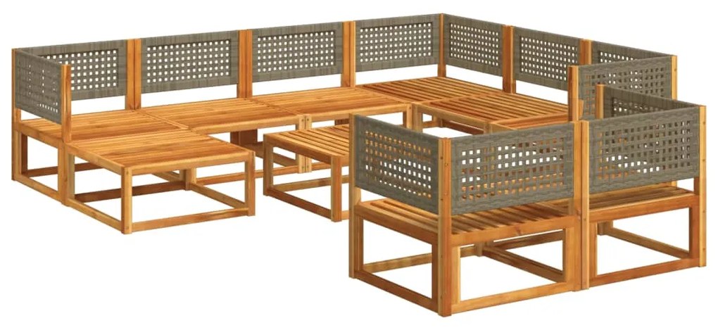 Set divani da giardino 10pz con cuscini legno massello acacia