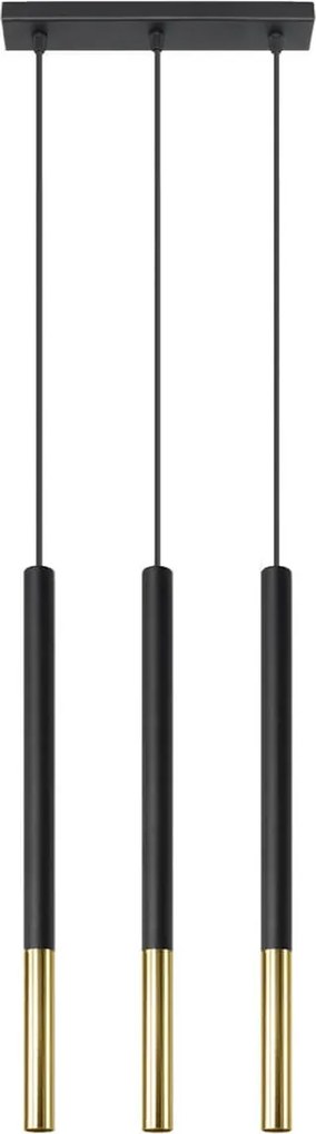 Lampada a Sospensione in Acciaio MOZAICA 3L Nero 3xG9