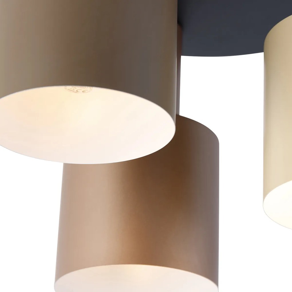 Plafoniera bronzo con taupe e beige 3 luci - Ans