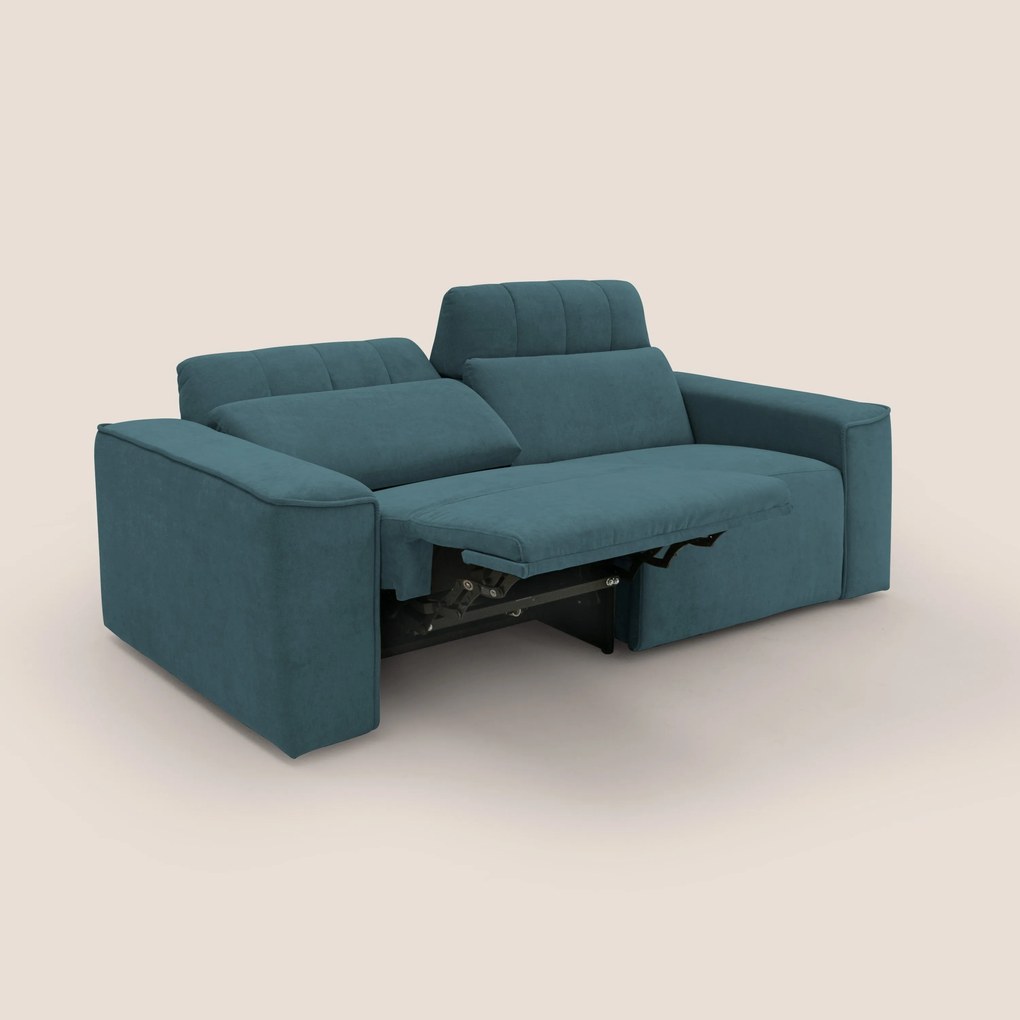 Clark Divano modulare con opzione relax elettrico in tessuto smacchiabile impermeabile T17 petrolio