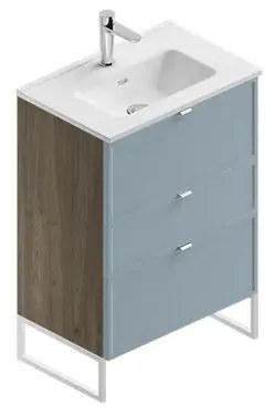 Mobile sottolavabo e lavabo Quadra cotto/cielo in mdf L 60 x H 93 x P 39 cm 1 vasca 3 cassetti