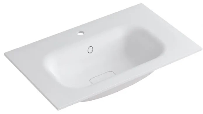 Lavabo a incasso rettangolare vasca centrale L 80.5 x H 15 x P 46 cm in resina bianco lucido