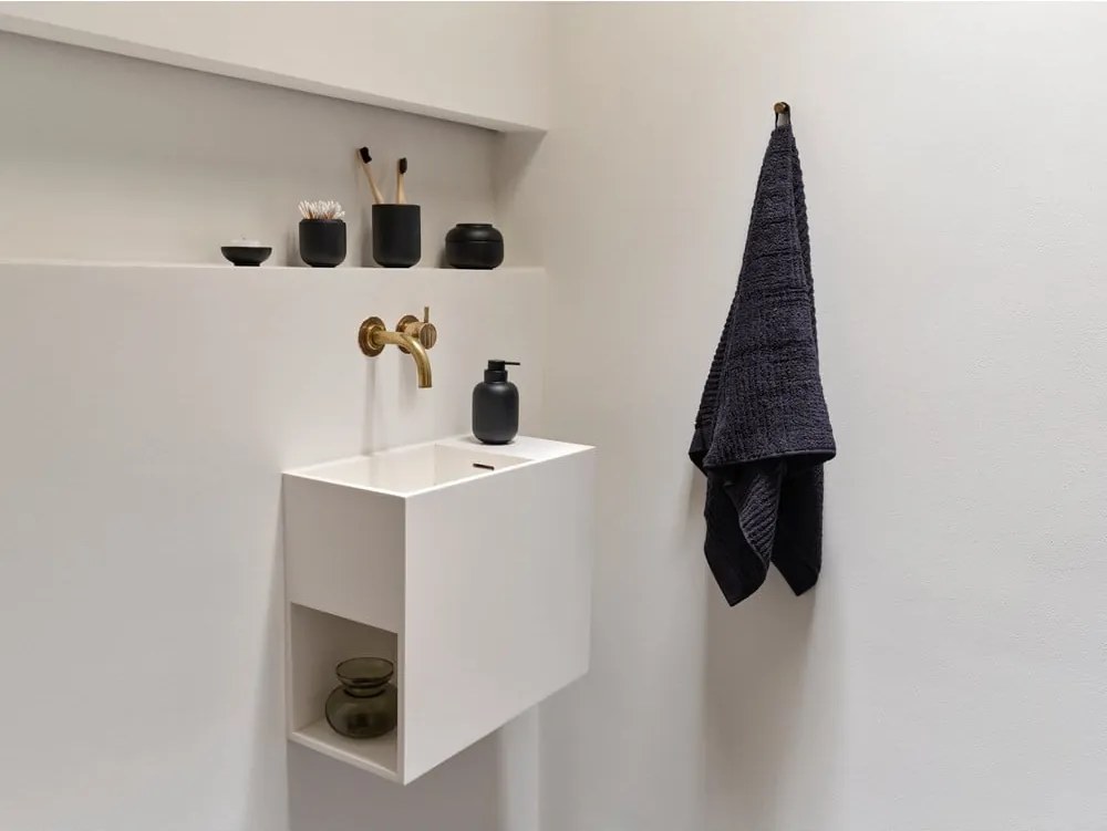 Organizer da bagno nero in gres per dischetti di cotone Sensu – Zone