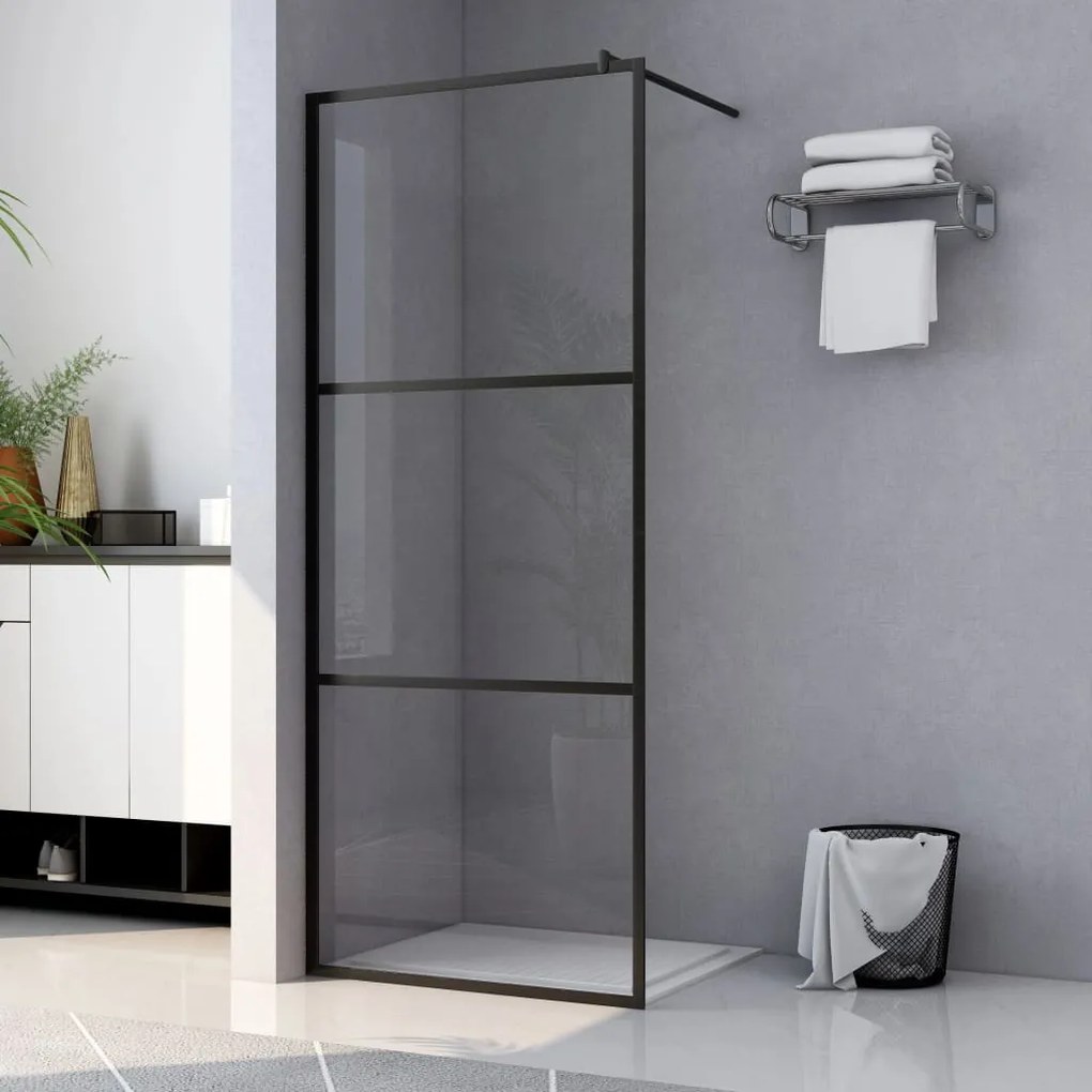 Parete Doccia Walk-in İn Vetro Trasparente Esg Nera 100x195 Cm /
