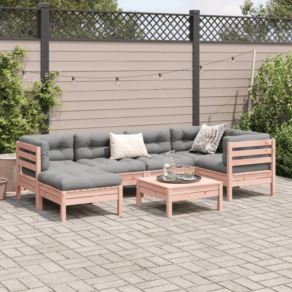 Set divani giardino 7 pz cuscini legno massello abete douglas