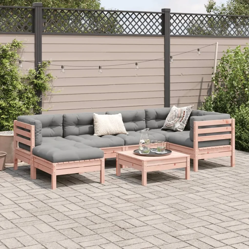 Set divani giardino 7 pz cuscini legno massello abete douglas