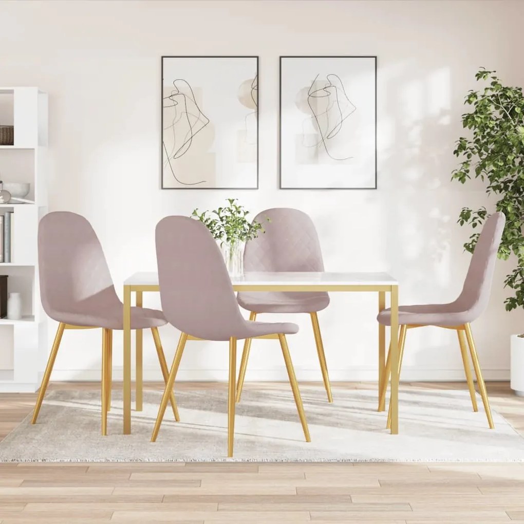 Sedie Da Pranzo 4 Pz Rosa İn Velluto /