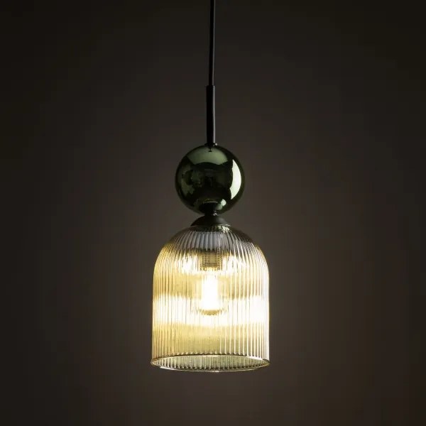 Lampadario con cavo SOPHIA 1xE14/10W/230V nero/verde/beige fumé