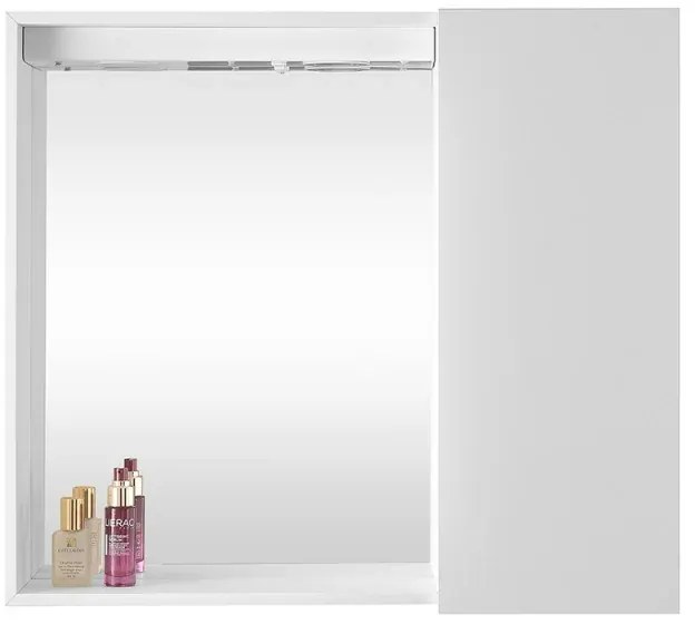 Specchio contenitore 67x60 cm bianco con LED e ripiani interni