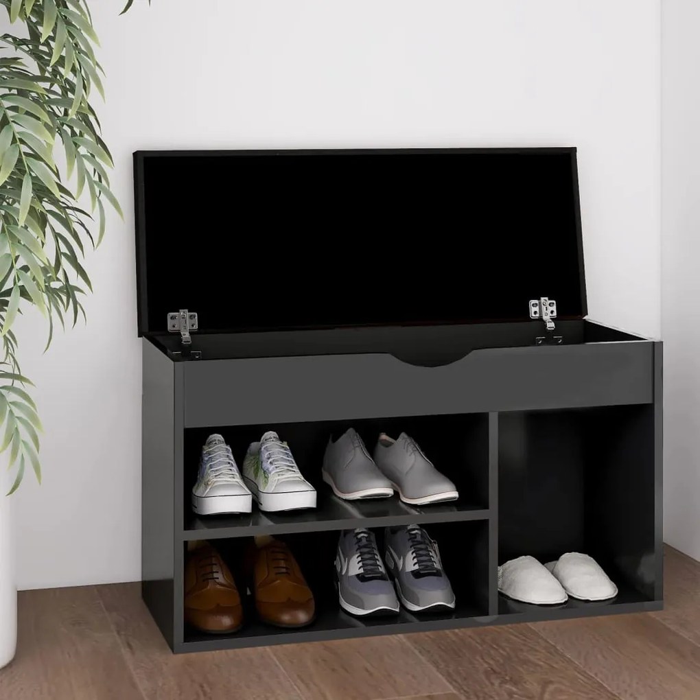 Panca Porta Scarpe Con Cuscino Grigia 80x30x47cm Multistrato /