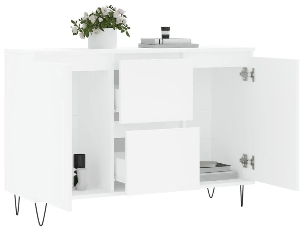 Credenza bianca 104x35x70 cm in legno multistrato