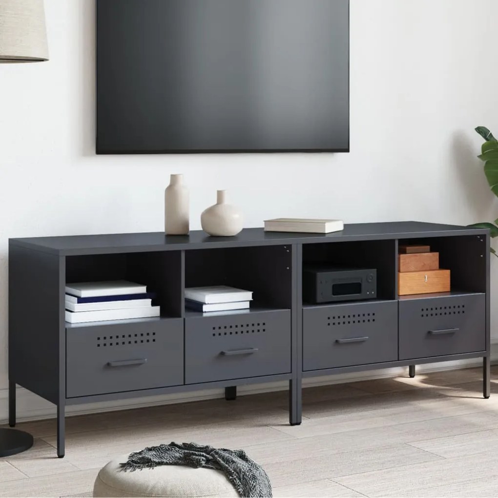 Mobili Tv 2pz Antracite 68x39x50,5 Cm İn Acciaio /