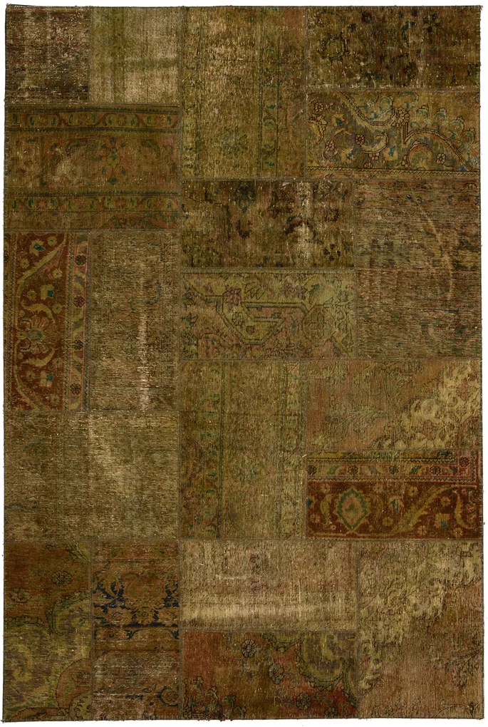 Patchwork Tappeto orientale 280 x 190 Verde (Pakistan) Annodato A Mano
