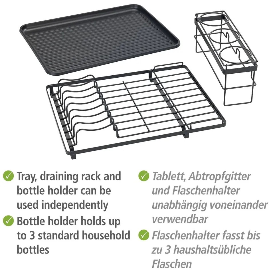 Vassoio di sgocciolamento per bottiglie in metallo nero Amy - Wenko