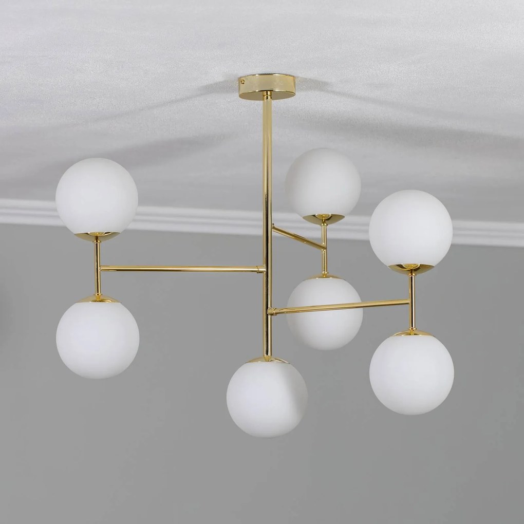 Euluna plafoniera Korek, dorata, a 7 luci