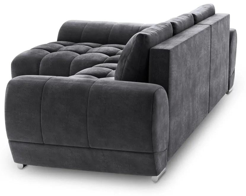 Divano letto angolare grigio scuro con rivestimento in velluto, angolo sinistro Nuage - Windsor &amp; Co Sofas