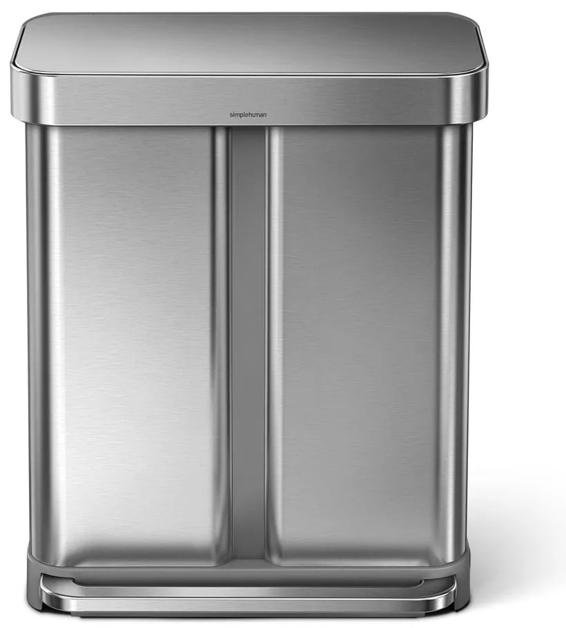 Bidone a pedale in acciaio inox per rifiuti differenziati 58 l Dual - simplehuman