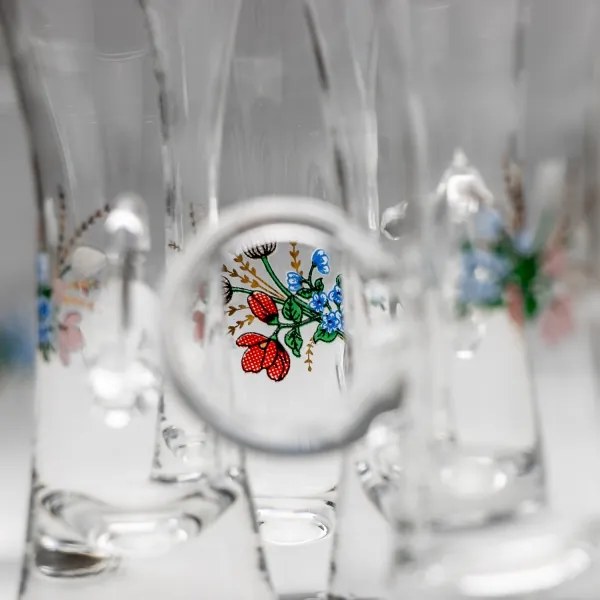 Set 6x Bicchiere da liquore con manico limpido con motivo a bouquet no 5