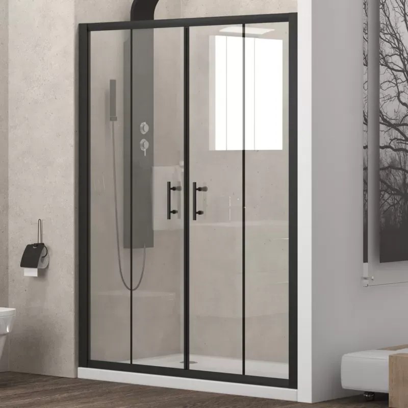 Nicchia doccia 160cm telaio nero doppio scorrevole KFN6000 - KAMALU