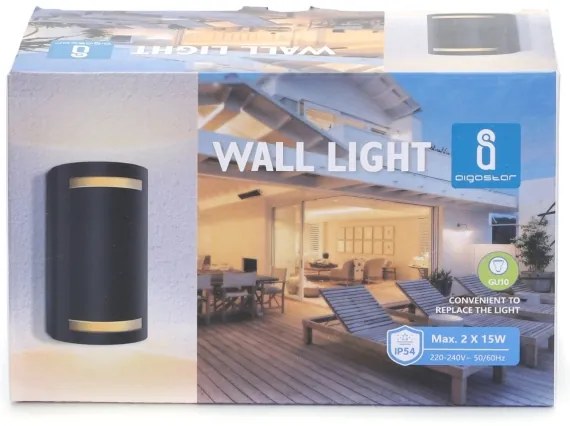 Aigostar - Applique da esterno 2xGU10/35W/230V nero IP54