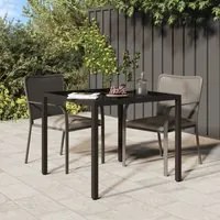 Tavolo Giardino 90x90x75cm Vetro Temperato e Polyrattan Marrone 316697