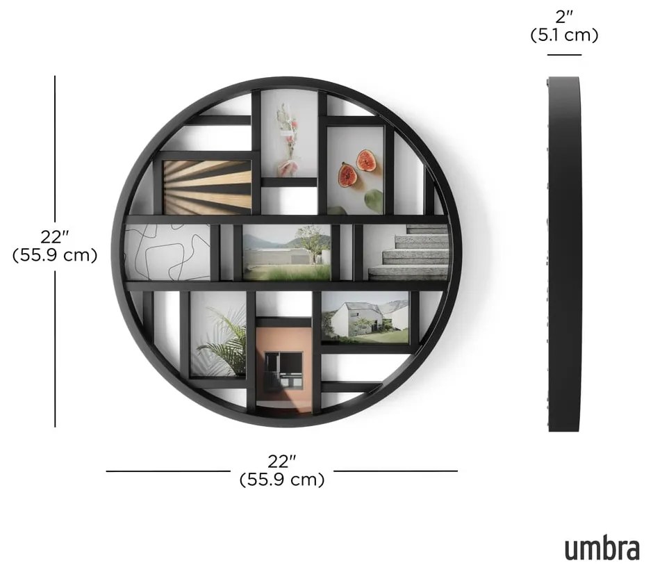 Cornice da parete in plastica nera Luna - Umbra