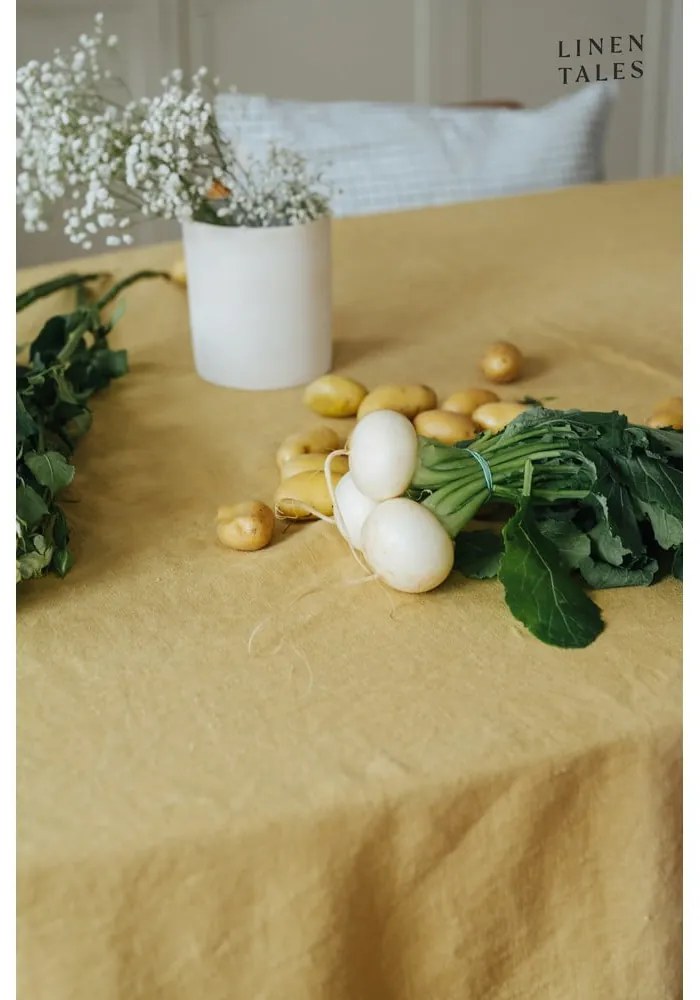 Sottobicchieri in tessuto giallo in set da 4 Honey - Linen Tales