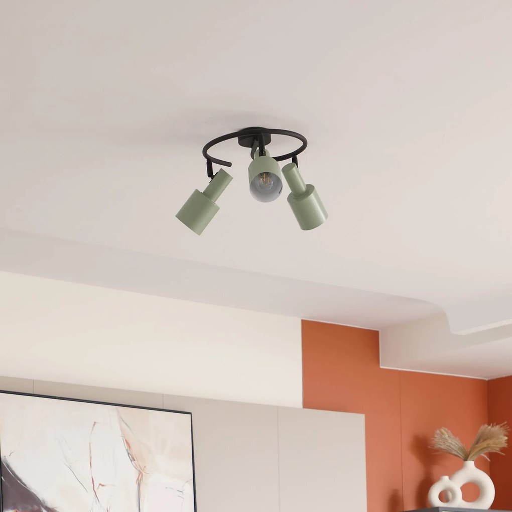 Lindby fatto da soffitto Ovelia, verde/nero, a 3 luci, E27 Ovelia Lindby, dimmerabile, Nero, Studio / Ufficio, Metallo, Moderno, Faretto