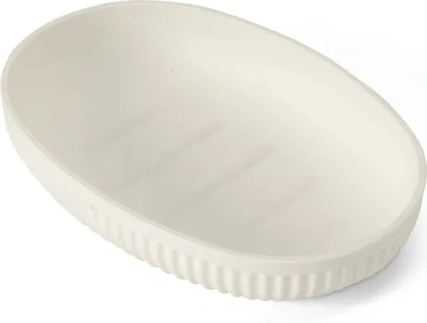 Porta saponetta da appoggio bianco crema in plastica rigida cannettata Arizona