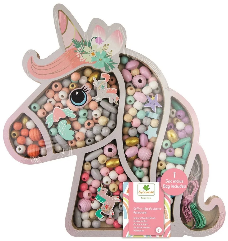 Perline di legno - Unicorno