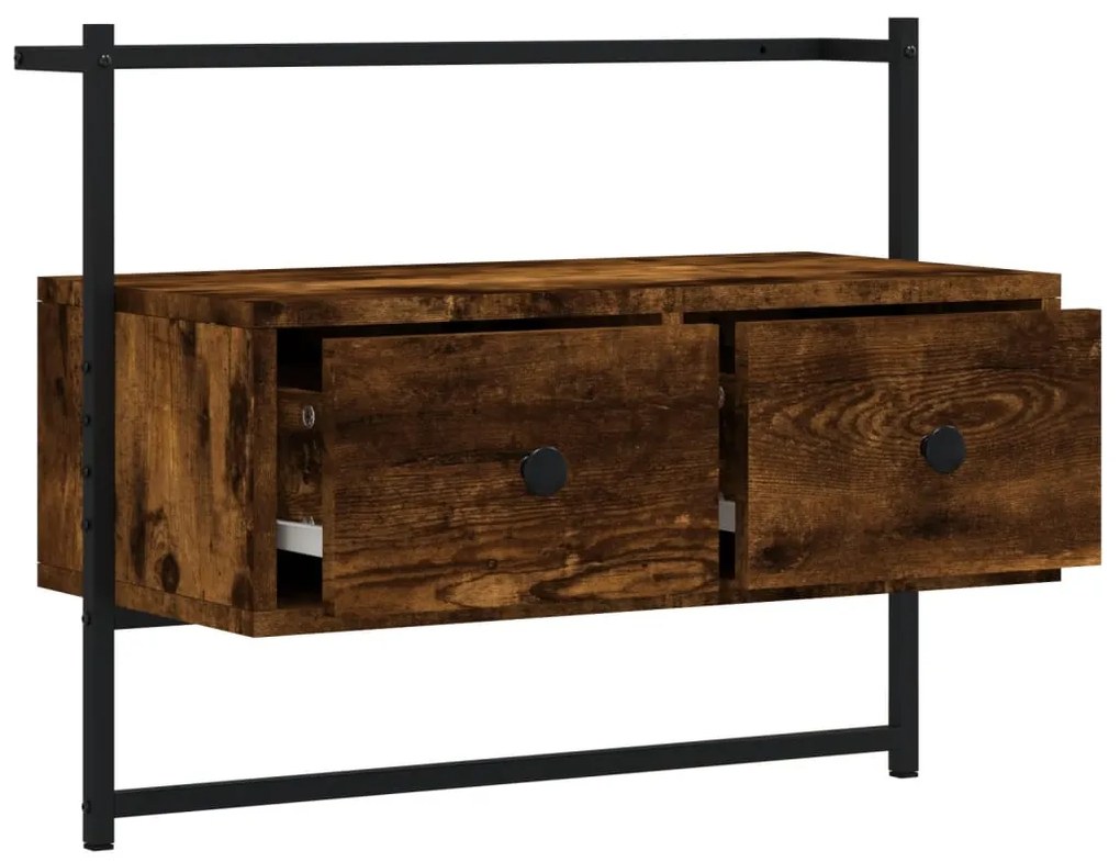 Mobile tv a muro rovere fumo 60,5x30x51 cm in legno multistrato