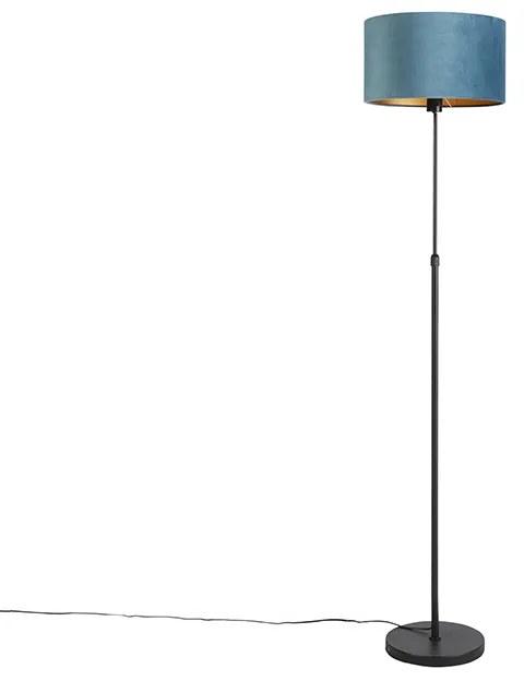 Lampada da terra nera con paralume in velluto blu con oro 35 cm - Parte