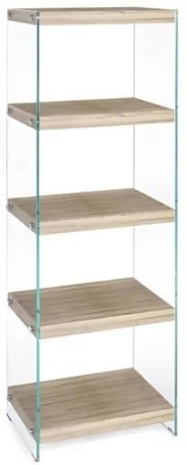 Libreria In Vetro E Legno 40x30x131 Cm 5 Ripiani Line Kenya Bizzotto Salvaspazio