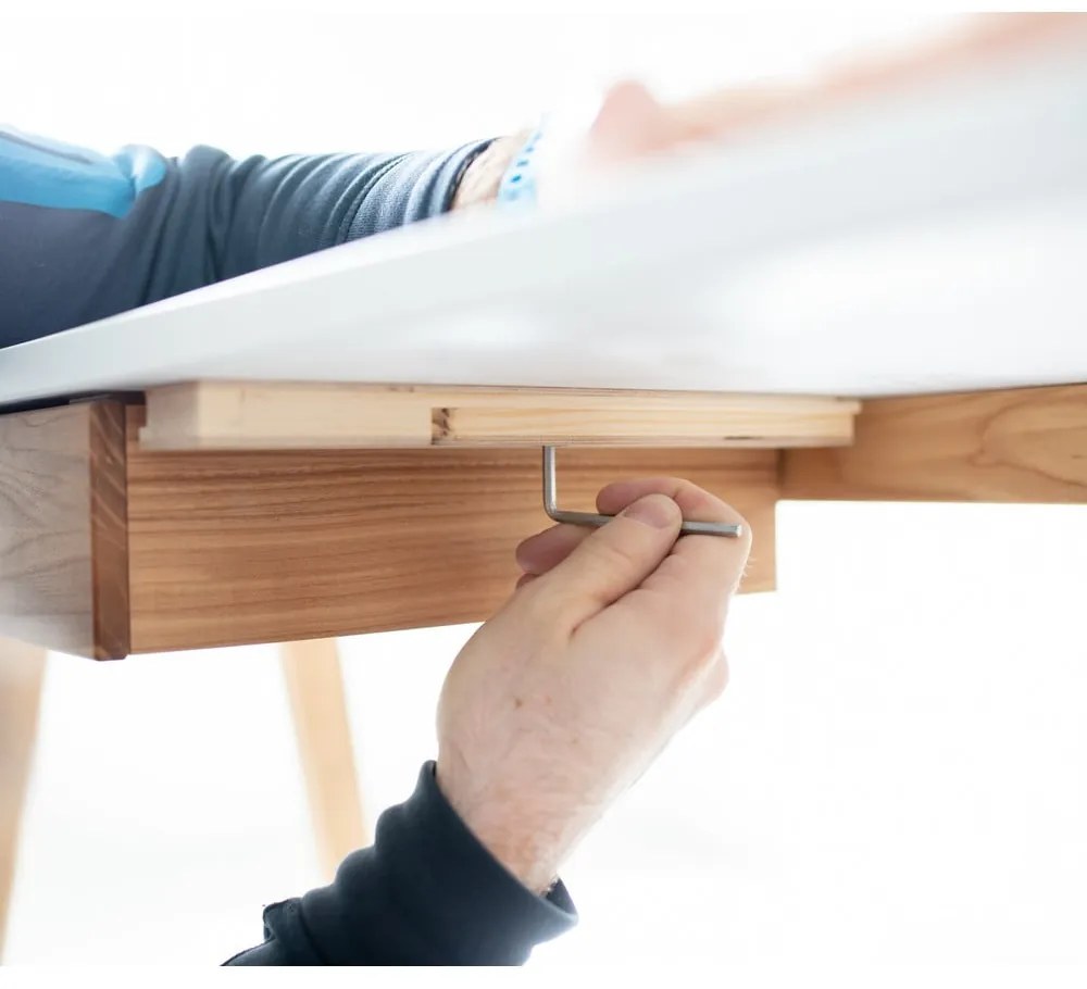 Scrivania bianca con base in frassino, lunghezza 85 cm Luka - Ragaba