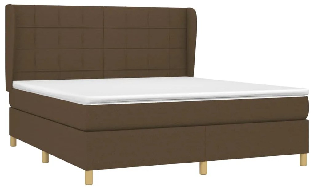 Giroletto a molle con materasso marrone scuro 180x200cm tessuto