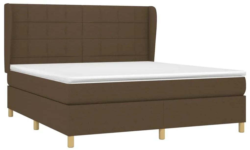 Giroletto a molle con materasso marrone scuro 180x200cm tessuto