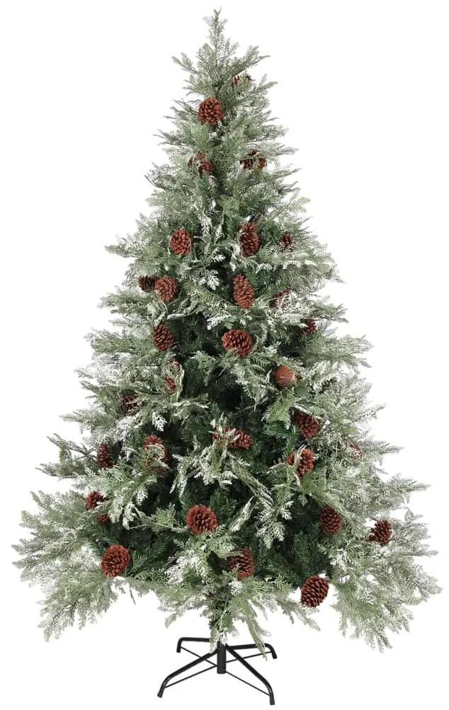 Albero di Natale con Pigne Verde e Bianco 120 cm in PVC e PE